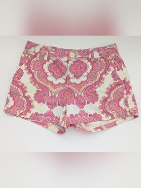 GAP Girls' (Size 12) Pink Paisley Print Shorts w/Adjustable Waist